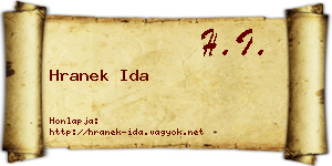 Hranek Ida névjegykártya